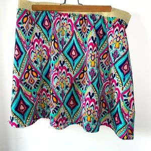 Lilly Pulitzer Coy Flare Skirt Blue Argyle Crown Jewels Stretch XL EUC